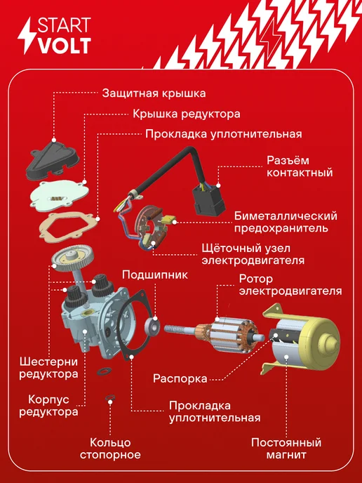 STARTVOLT Мотор стеклоочистителя Нефаз передний, вариант, фото 4