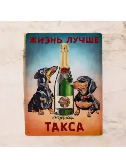 Табличка Жизнь лучше с таксой, картина, металл, 20х30 см Декоративная жесть 51173478 купить за 836 ₽ в интернет-магазине Wildberries