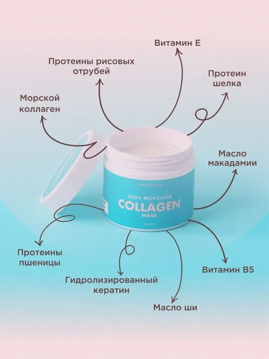 Маска с морским коллагеном CoolHair 51175667 купить в интернет-магазине  Wildberries