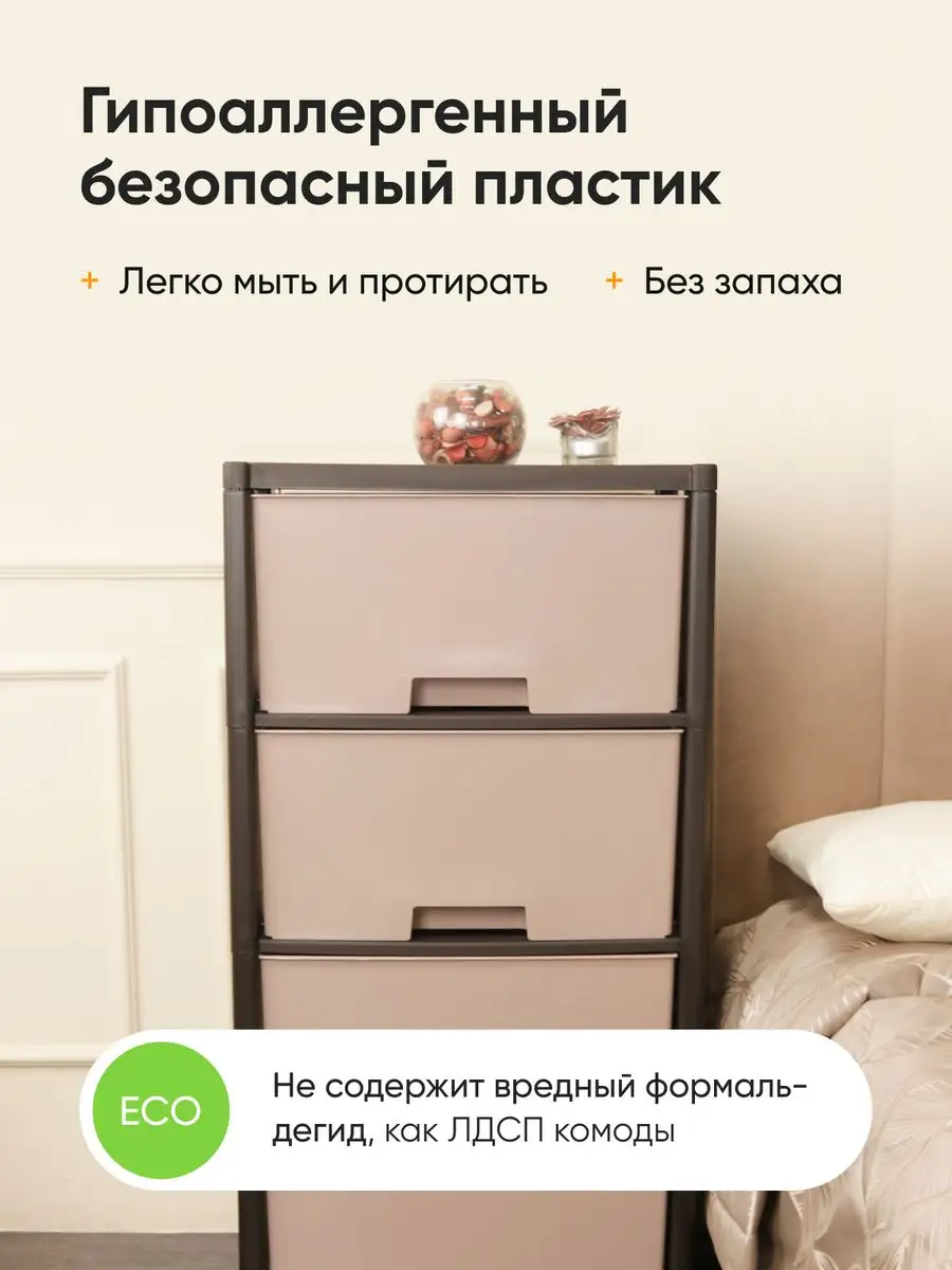 Комод для вещей и одежды венге пластиковый с ящиками ANSAR HOME 51176077  купить за 3 779 ₽ в интернет-магазине Wildberries