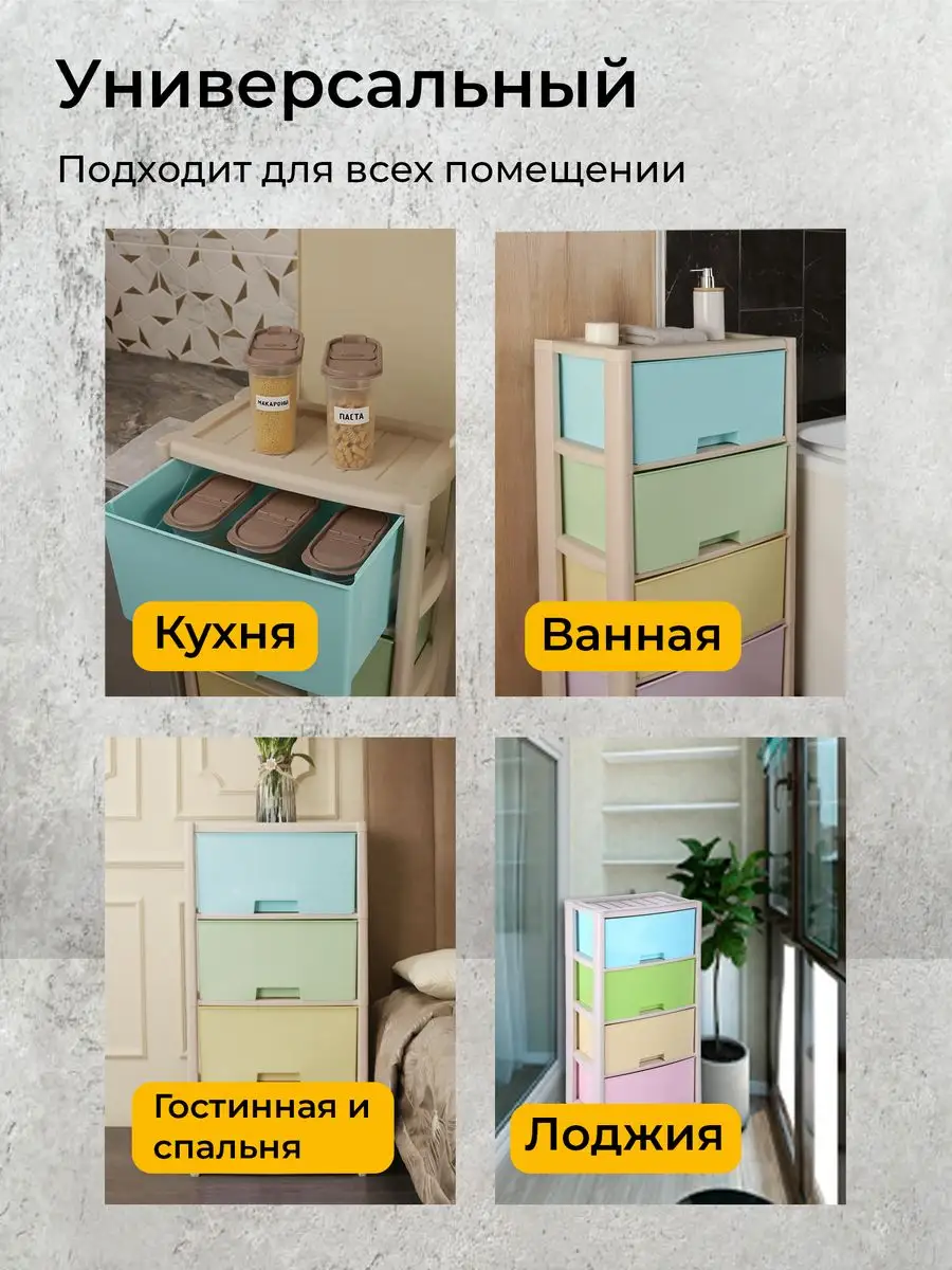 Комод для вещей и одежды цветной пластиковый с ящиками ANSAR HOME 51176791  купить за 3 674 ₽ в интернет-магазине Wildberries