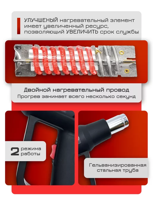 Hitman Фен строительный-технический 2000Вт, 2000 Вт, фото 8