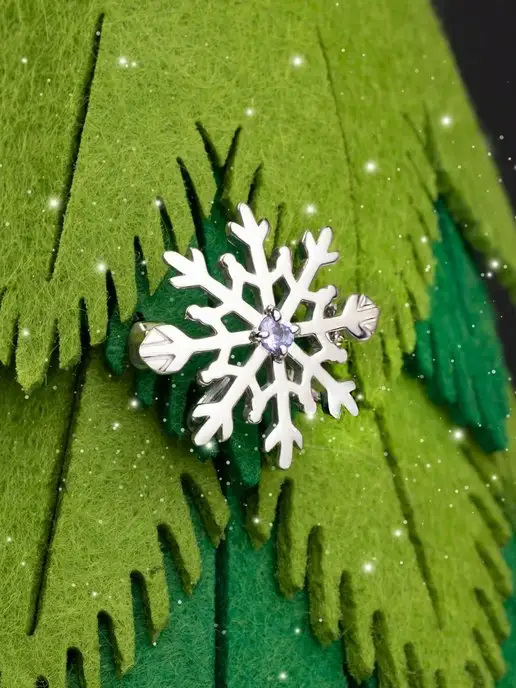 Teya jewelry Брошь снежинка с танзанитом серебро булавка, серебристый, фото 4