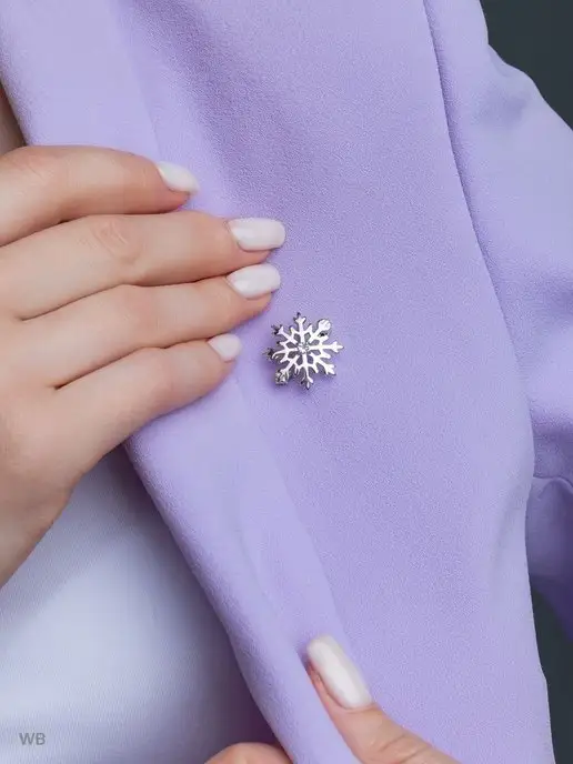 Teya jewelry Брошь снежинка с танзанитом серебро булавка, серебристый, фото 5