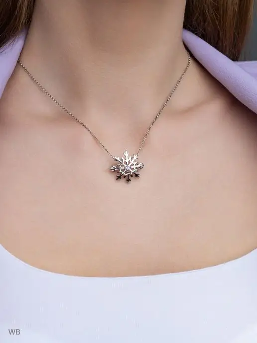 Teya jewelry Брошь снежинка с танзанитом серебро булавка, серебристый, фото 7