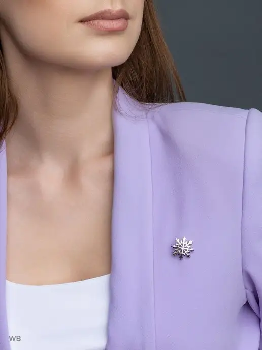 Teya jewelry Брошь снежинка с танзанитом серебро булавка, серебристый, фото 8