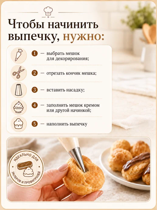 Нет бренда Насадка для эклеров и профитролей, серый, фото 3