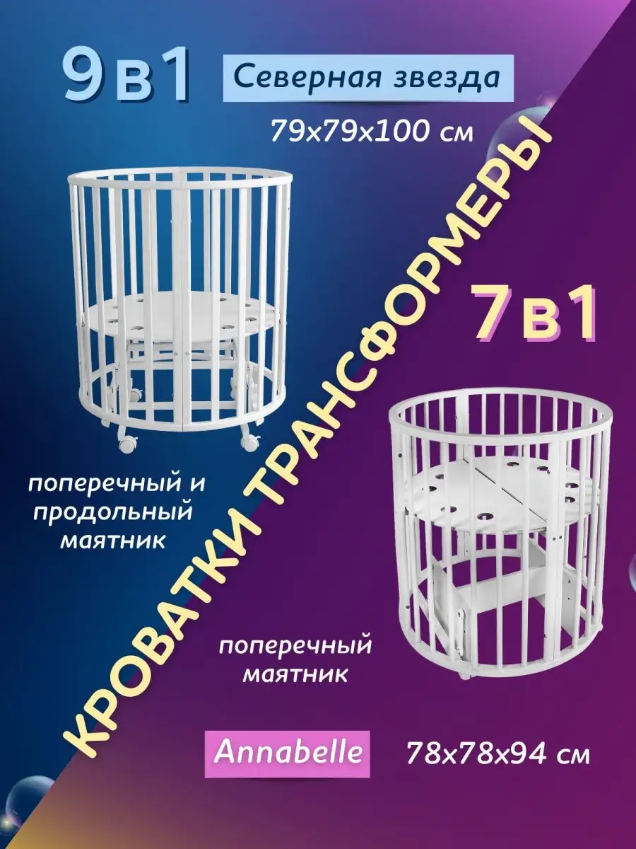 Кроватка для новорожденного 9 в 1 с маятником Азбука Кроваток 51249126  купить за 11 474 ₽ в интернет-магазине Wildberries