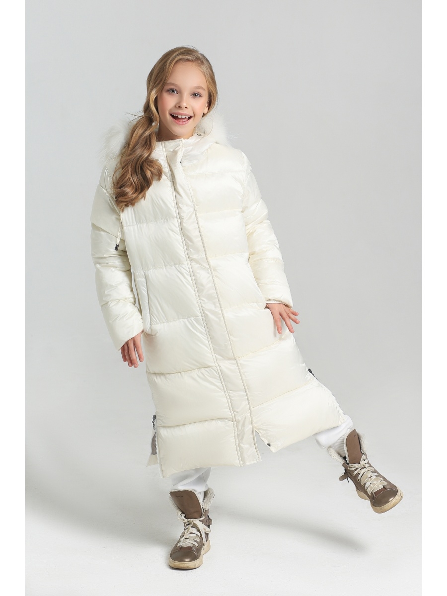 Белое пальто для девочки Kiwiland