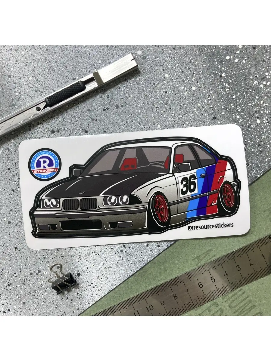 Виниловая наклейка машинка BMW E36 sport 14.5х7 Resource Stickers 51272675  купить за 212 ₽ в интернет-магазине Wildberries