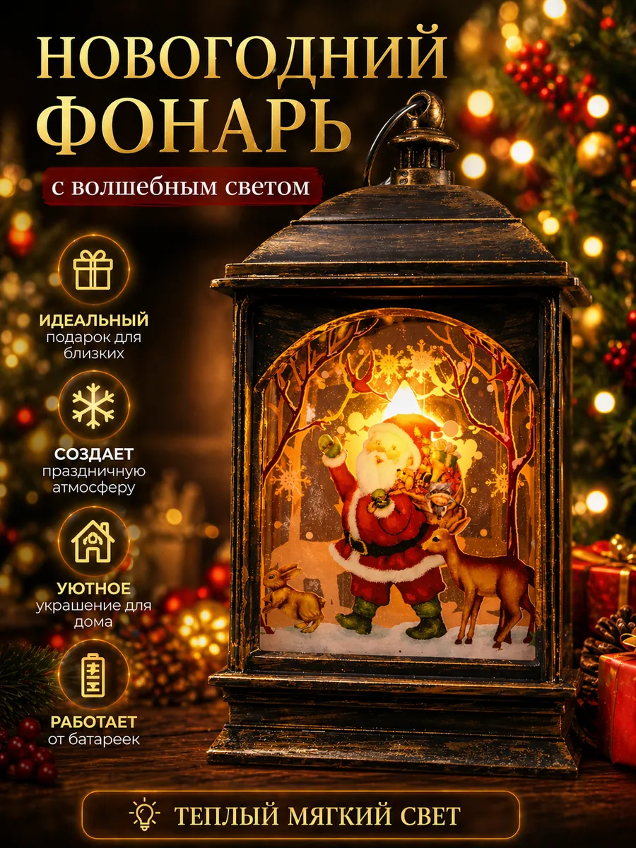 Новогодний фонарь/светильник/декор/ночник