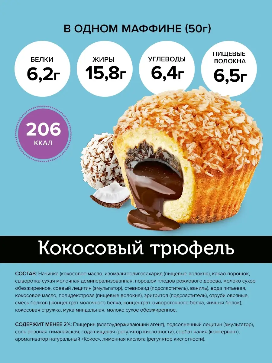 Маффины протеиновые Ассорти 12шт FitnesShock 51368283 купить в  интернет-магазине Wildberries