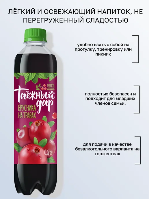 Таежный дар Натуральный газированный напиток 6 шт х 1,45 л, 12 шт, 500 мл, фото 3