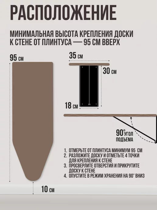 Волжаночка Гладильная доска настенная встраиваемая, розовый, фото 2