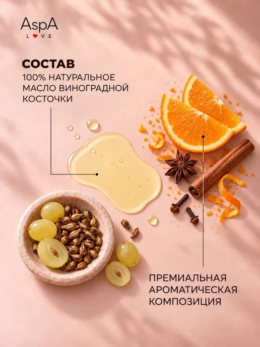 AspA Love Массажное масло для тела от растяжек Апельсин-пряности 1л, 1 л, фото 2