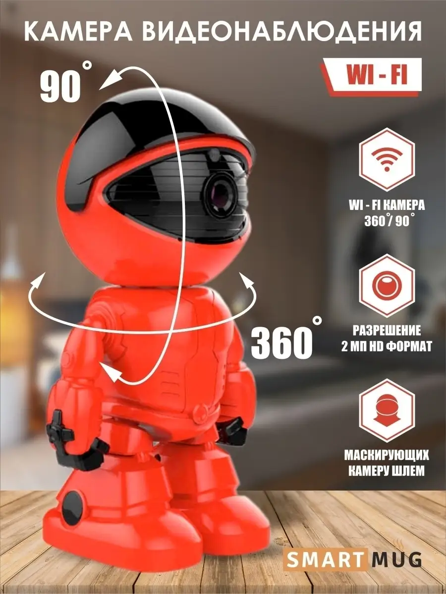 Видеоняня WiFi поворотная 360 /90 ip smartmug 51473773 купить в  интернет-магазине Wildberries