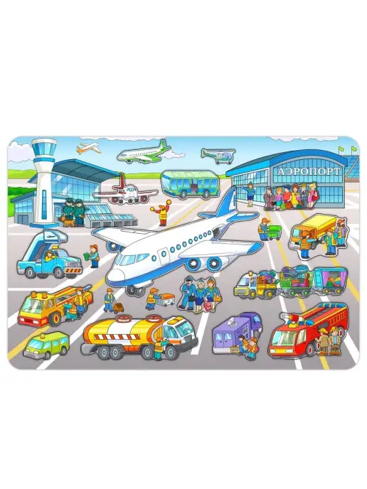 Нескучные игры Пазл-рамка BusyBoard Аэропорт 16 деталей, голубой, фото 4
