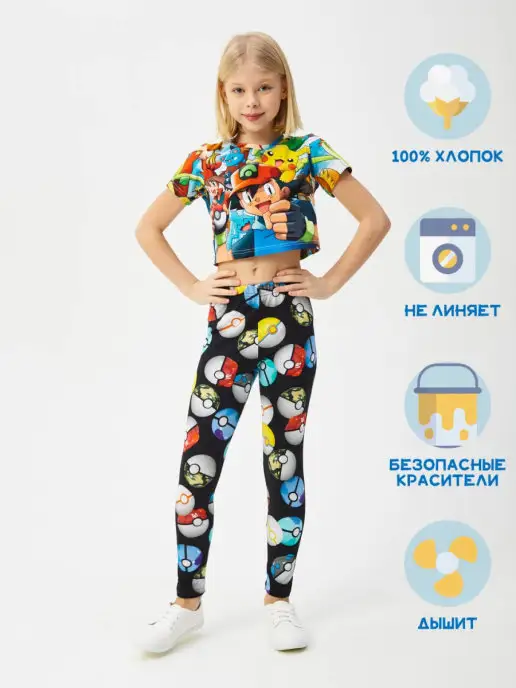 FORTYFOUR Костюм спортивный с топиком Pokemon, черный, фото 2