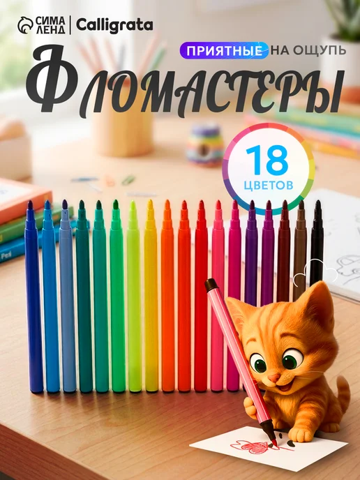 Calligrata Фломастеры для рисования 18 цветов, 18 цв.