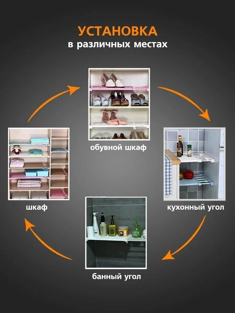 Раздвижная полка в шкаф белая пластик MustHaveOffers 51604859 купить в  интернет-магазине Wildberries