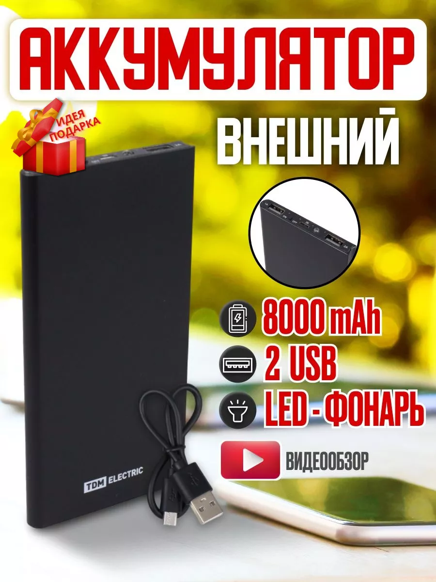 Аккумулятор внешний power bank для телефона переносной TDMElectric 51698714  купить за 1 082 ? в интернет-магазине Wildberries