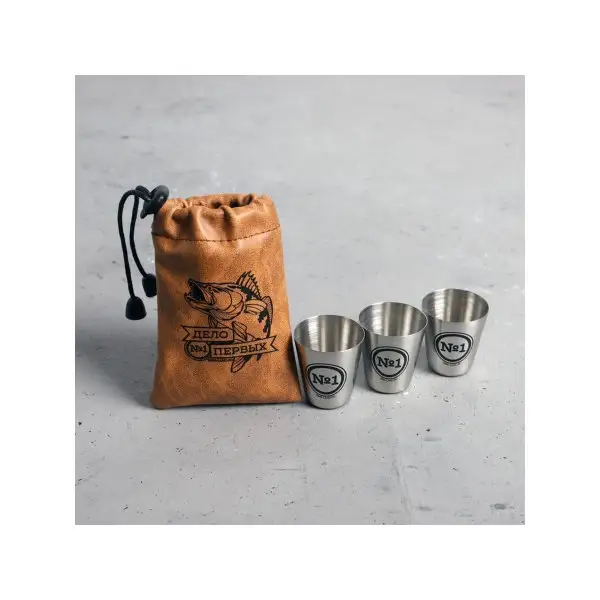 Подарочный набор металлических стопок с гравировкой в чехле