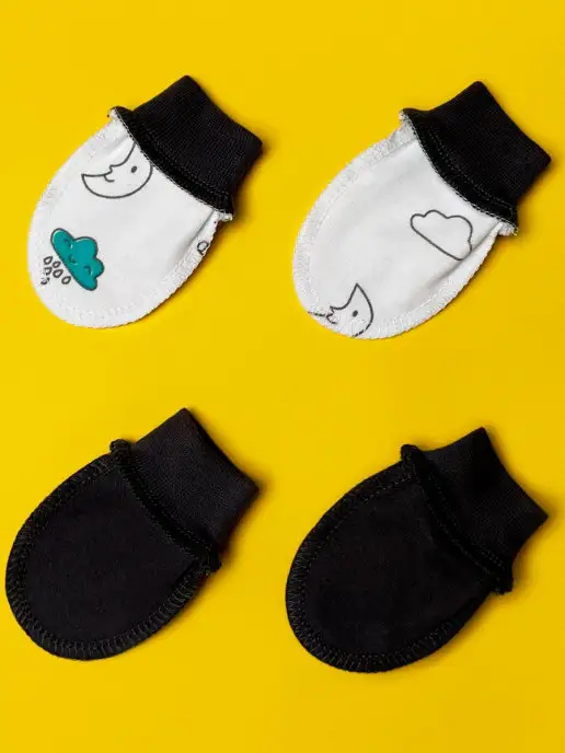 Little Fox Рукавички антицарапки для новорожденных детей комплект, белый