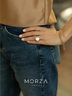 Кольцо безразмерное с круглым перламутром бижутерия Morza Jewelry 51997007 купить за 2 002 ₽ в интернет-магазине Wildberries