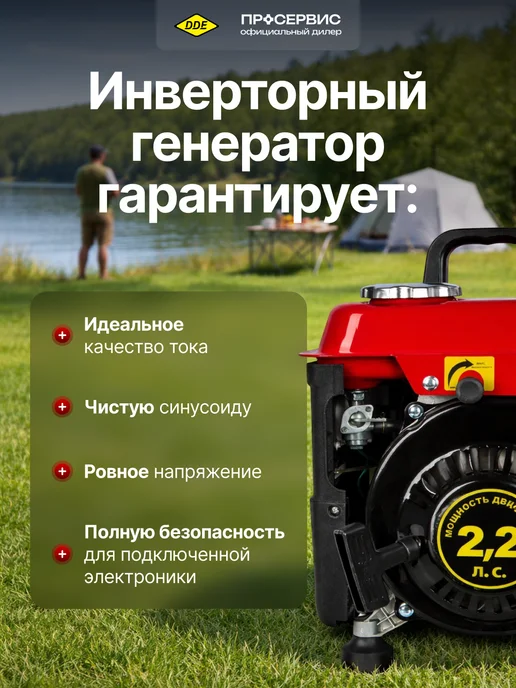 DDE Генератор бензиновый инверторный 0,9 кВт 220В DPG1101i, черный, фото 2