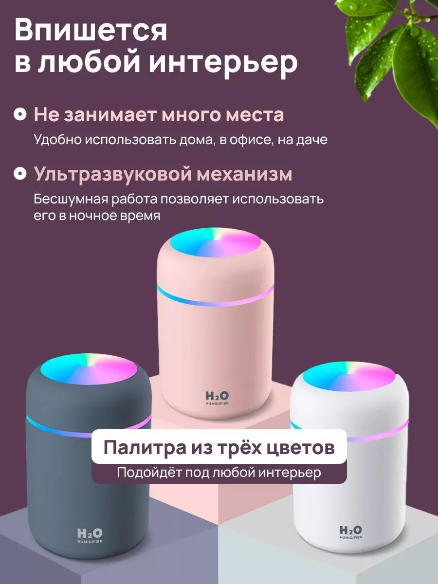 Увлажнитель воздуха ультразвуковой портативный H2O VITHOME 52238781 купить  в интернет-магазине Wildberries