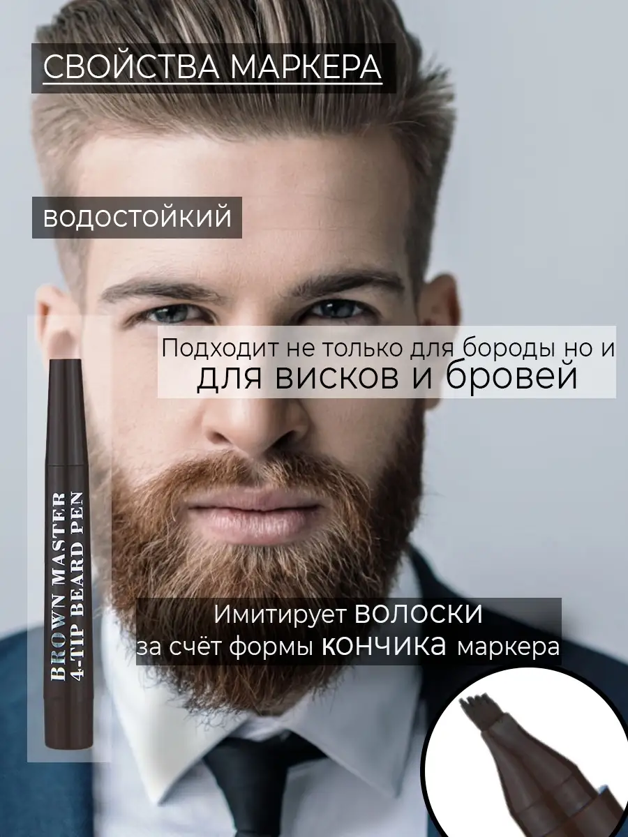 Краска хна для бороды усов бровей мужчин маркер ухода Hey!Beauty 52438301  купить в интернет-магазине Wildberries