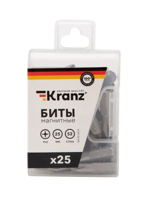 KRANZ Бита стальная PH2х25 мм для шуруповерта 25 шт, 2x25 мм, 25 шт, фото 8