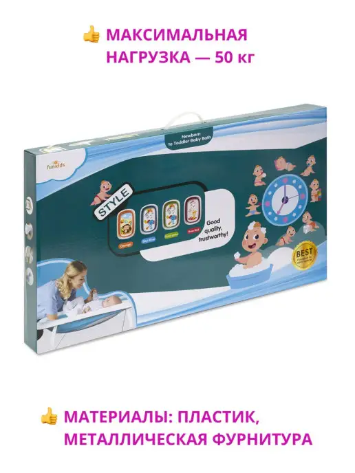 Funkids Ванночка складная"Folding Baby Bath", белый, фото 8