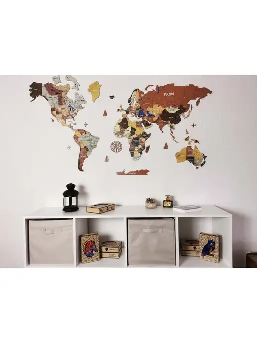 My Wood Map Карта мира настенная из дерева подарок новый год, вариант, фото 4