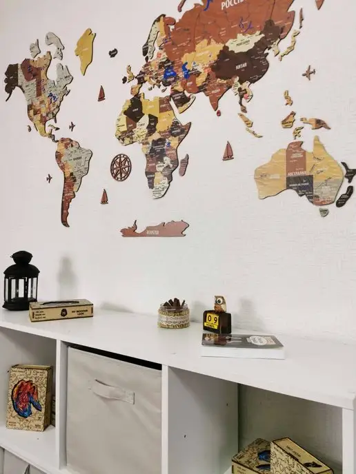My Wood Map Карта мира настенная из дерева подарок новый год, вариант, фото 7