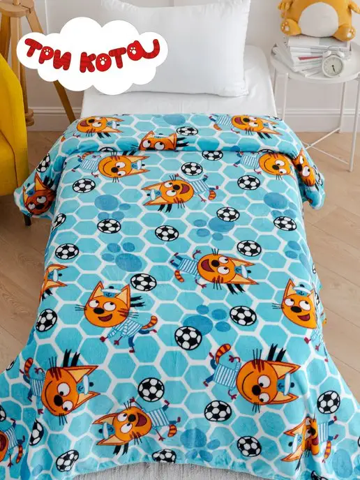 Павлинка Плед 150х200 детский пушистый на кровать Три Кота Коржик, 150x200, фото 3