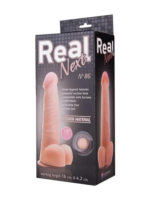 LOVETOY (А-Полимер) Фаллоимитатор неоскин на присоске REAL Next № 86, бежевый, фото 7