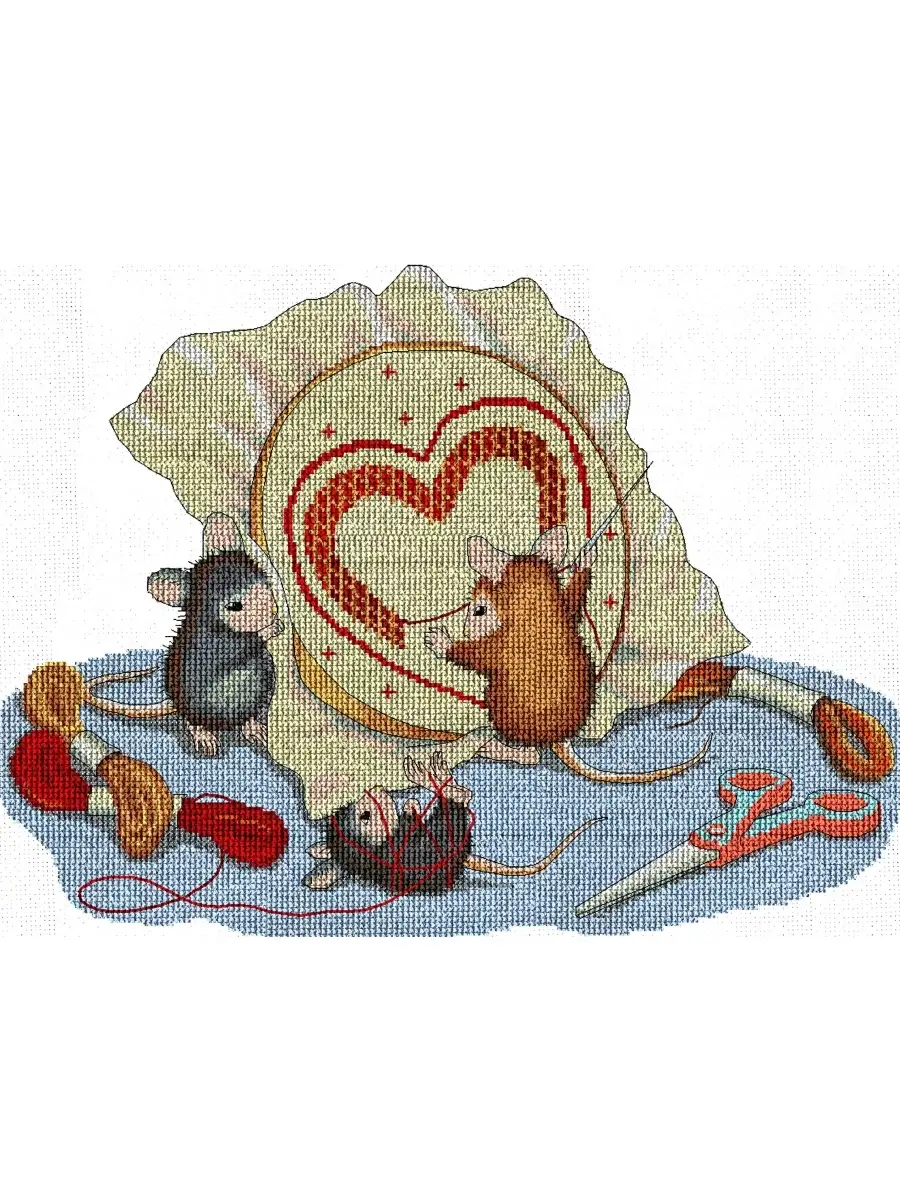 Схема вышивки «три кота и две мыши» (№168692)