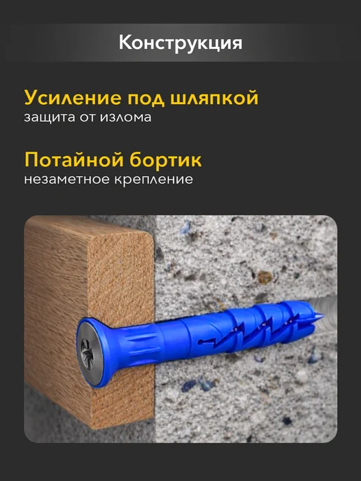 KRANZ Дюбель распорный усатый для бетона кирпича 12х70 мм, 50 шт, 12x70 мм, 50 шт, фото 4