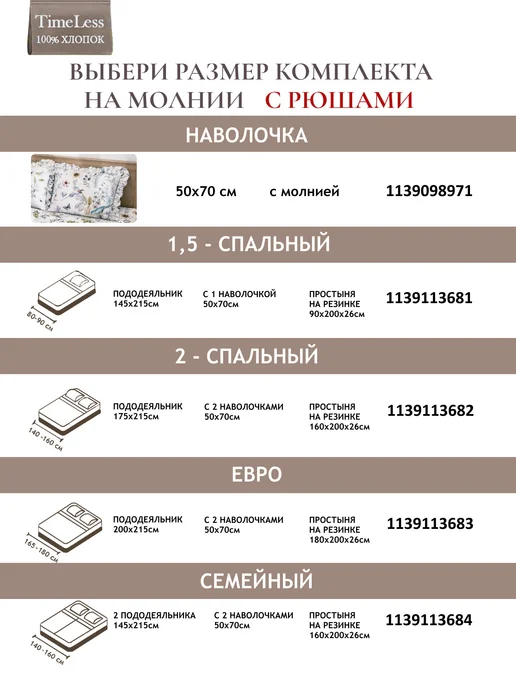 Timeless Простынь 2 спальная классич 200х215 Каролина перкаль хлопок, 200x215, фото 8