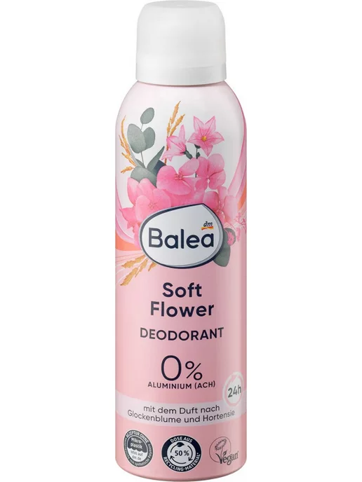 Balea Дезодорант Soft Flower, 24 часа, аромат гортензии, 200 мл