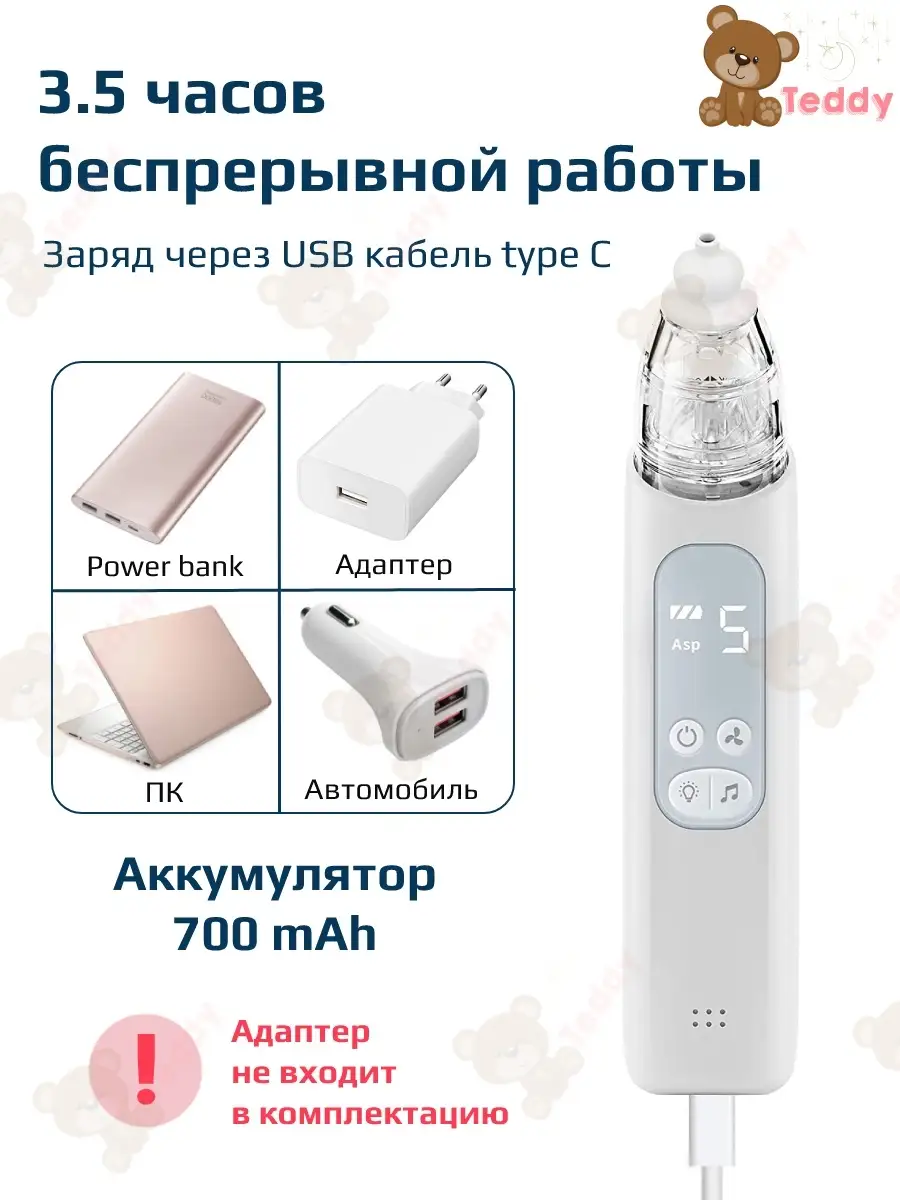 Назальный аспиратор электрический BC-026 Teddy Store 53004727 купить за 2  399 ₽ в интернет-магазине Wildberries