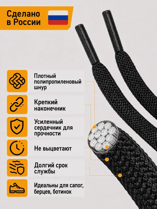 TSEMA HOME Шнурки чёрные круглые для берцев ботинок берц длинные 130 см, черный, фото 4