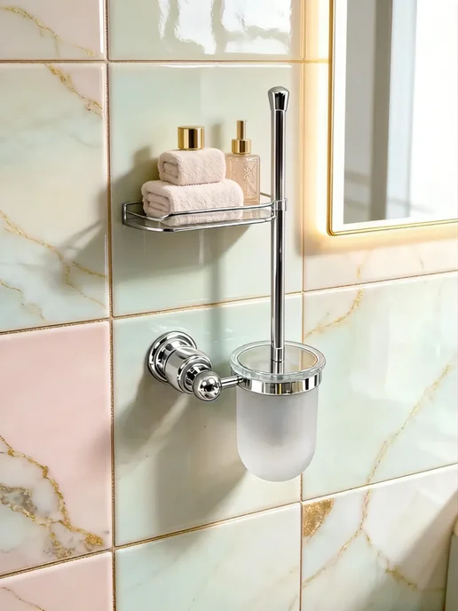 Elvan-bathroom Аксессуар Ерш со стеклянной колбой с держателем, серый, фото 3