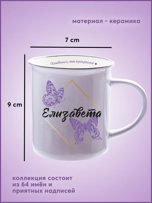 Be Happy Именная подарочная кружка Елизавета, черный, фото 2