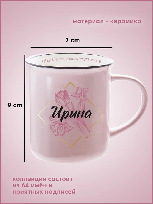 Be Happy Подарочная именная кружка Ирина, черный, фото 2