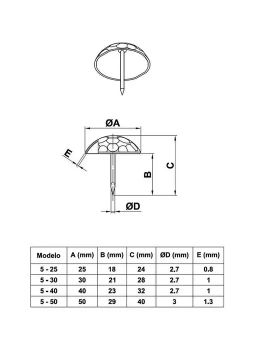 Amig Гвозди мебельные декоративные Арт 5-25А 10шт, 10 шт, фото 2