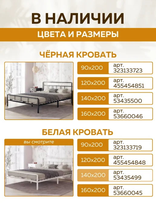 Форвард мебель Кровать Леон 140х200 металлическая с изголовьем двуспальная, 140x200, фото 4