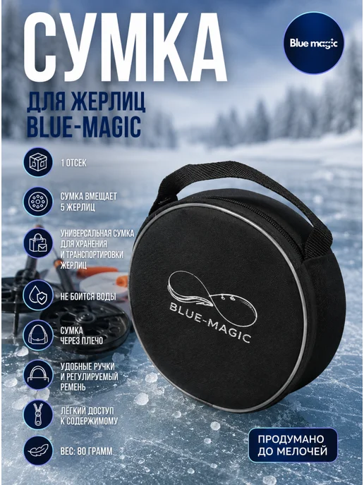 Blue Magiс Сумка для жерлиц для зимней рыбалки с 1 отделением, синий