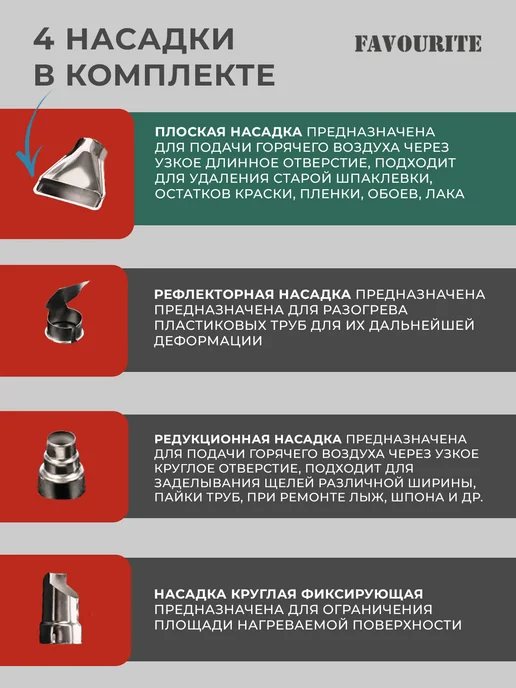 Ewa Фен технический строительный с насадками в кейсе FHGP 2000K, черный, фото 5